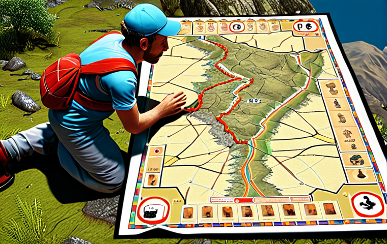 Tales Runner character mastering a map, highlighting terrain, traps, and shortcuts in a vibrant, dynamic scene.