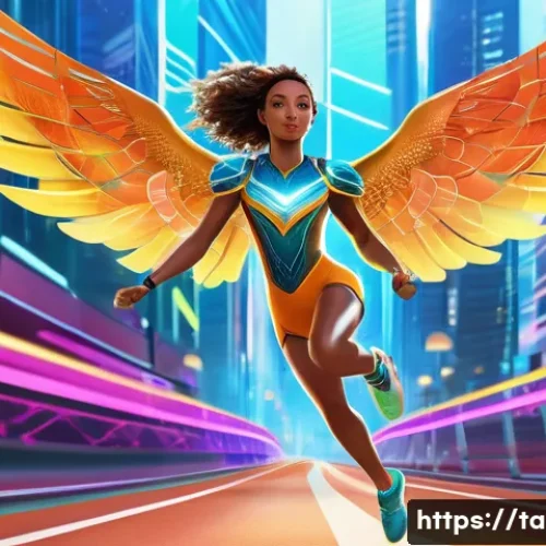 Home 11 테일즈런너 랭킹 보상 획득법 - **Prompt:** A vibrant, dynamic full-body illustration of a highly athletic female Tales Runner chara...